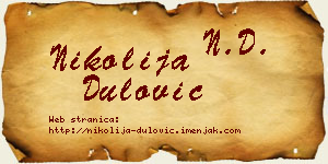 Nikolija Dulović vizit kartica